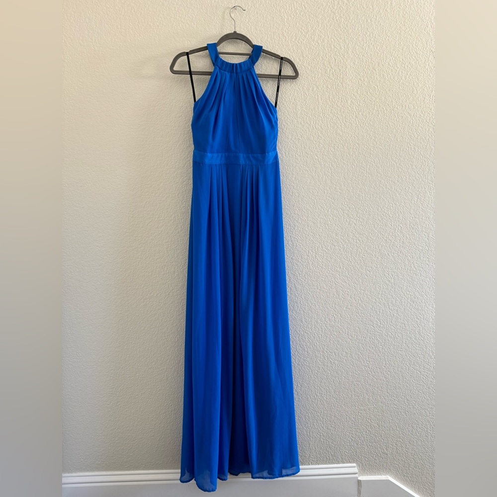 Beautiful royal blue formal backless chiffon dress, size 6US